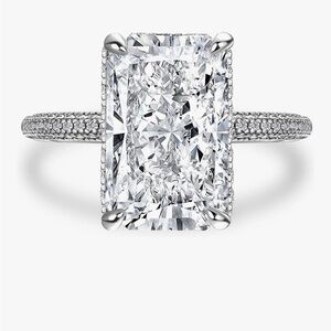 Maxine Jewelry 4.5 Radiant Cut Engagement Ring CZ S925 Silver Jewelry